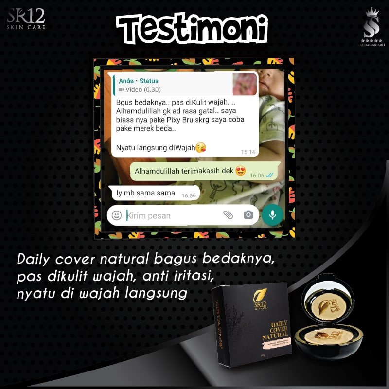 Daily cover beige Sr12 Bedak padat Menutupi bekas jerawat Melindungi kulit dari paparan sinar UV Tahan lama Berspf 14 Kosmetik wajah 14g Bpom Original Berkualitas Murah Terlaris Cod Daily Cover Natural 14gr Saudagarsr12