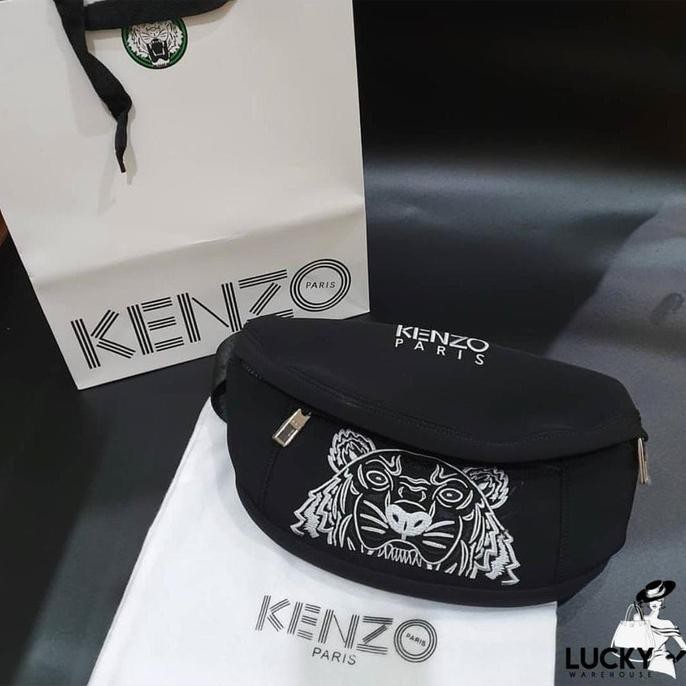 Bergaransi Kenzo Tiger Bumbag Black In White - Original 100% Gilaa