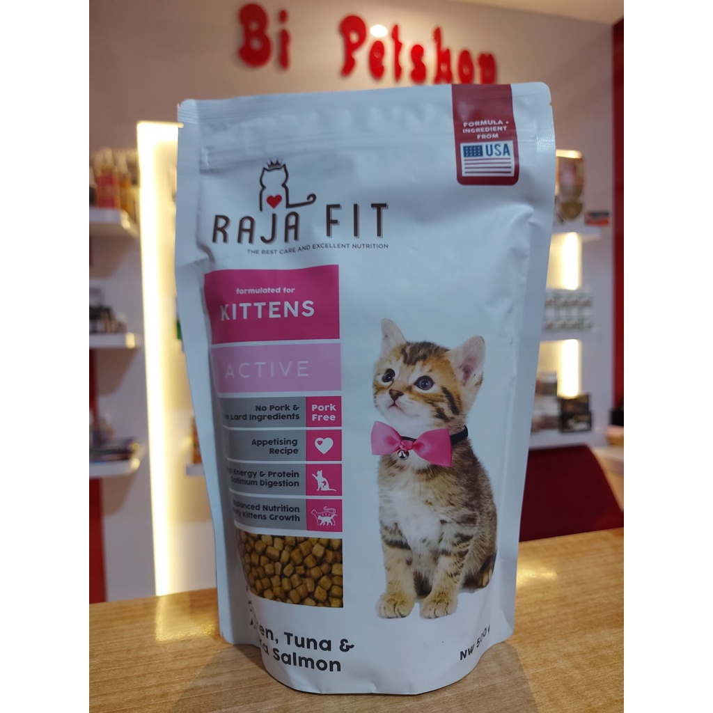 makanan kucing raja fit kitten active kittens 500gr