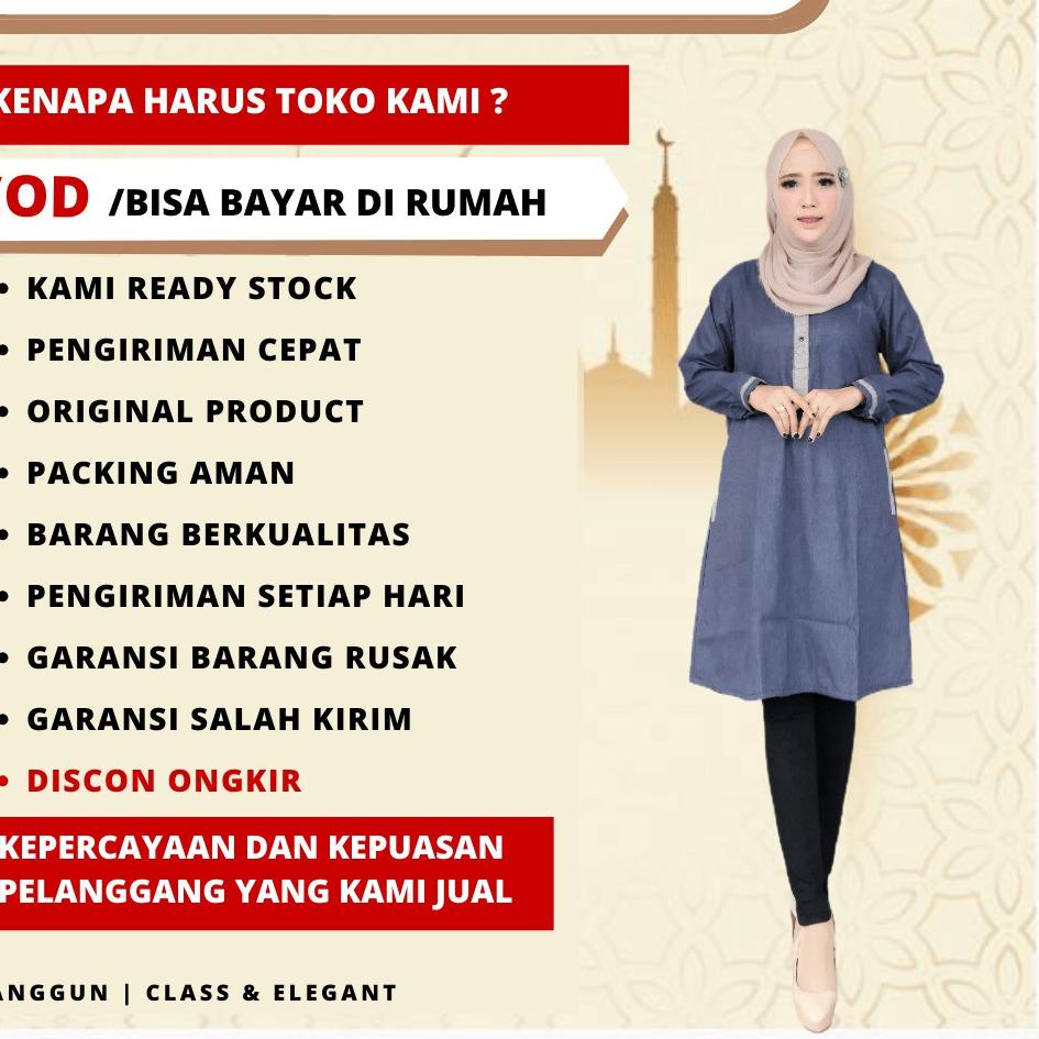 Baju Atasan Tunik Muslim Wanita Remaja Perempuan DewasaKekinian Bahan Katun Toyobo Premium Kombinasi