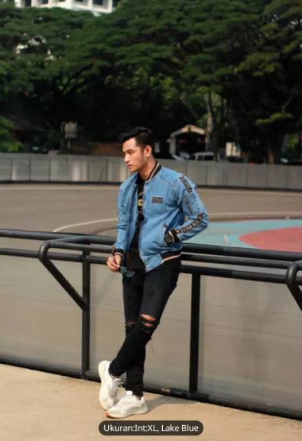 Jaket Jeans Bomber Pita Bordir Pria Jaket Jeans Bomber Roca Fella Jaket Jeans Bomber Distro