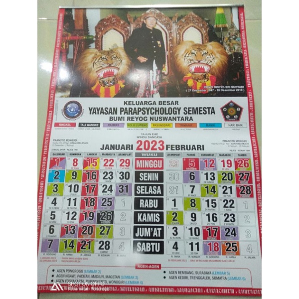 

Kalender Jawa Kejawen Yayasan parapsychology Semesta 2023, Kalender 2023