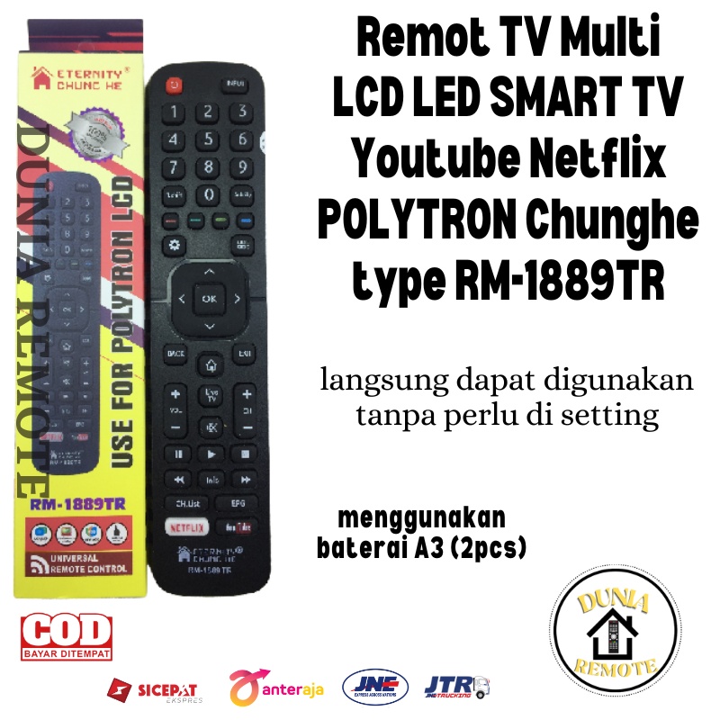 Remot Remote TV HISENSE Smart Android Multi Polytron 1889 tanpa setting EN2B27 NON VOICE