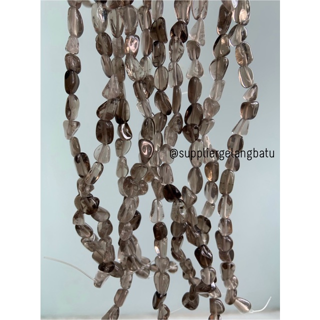 bongkah kerikil smoky quartz 1cm manik batu alam premium limited akik