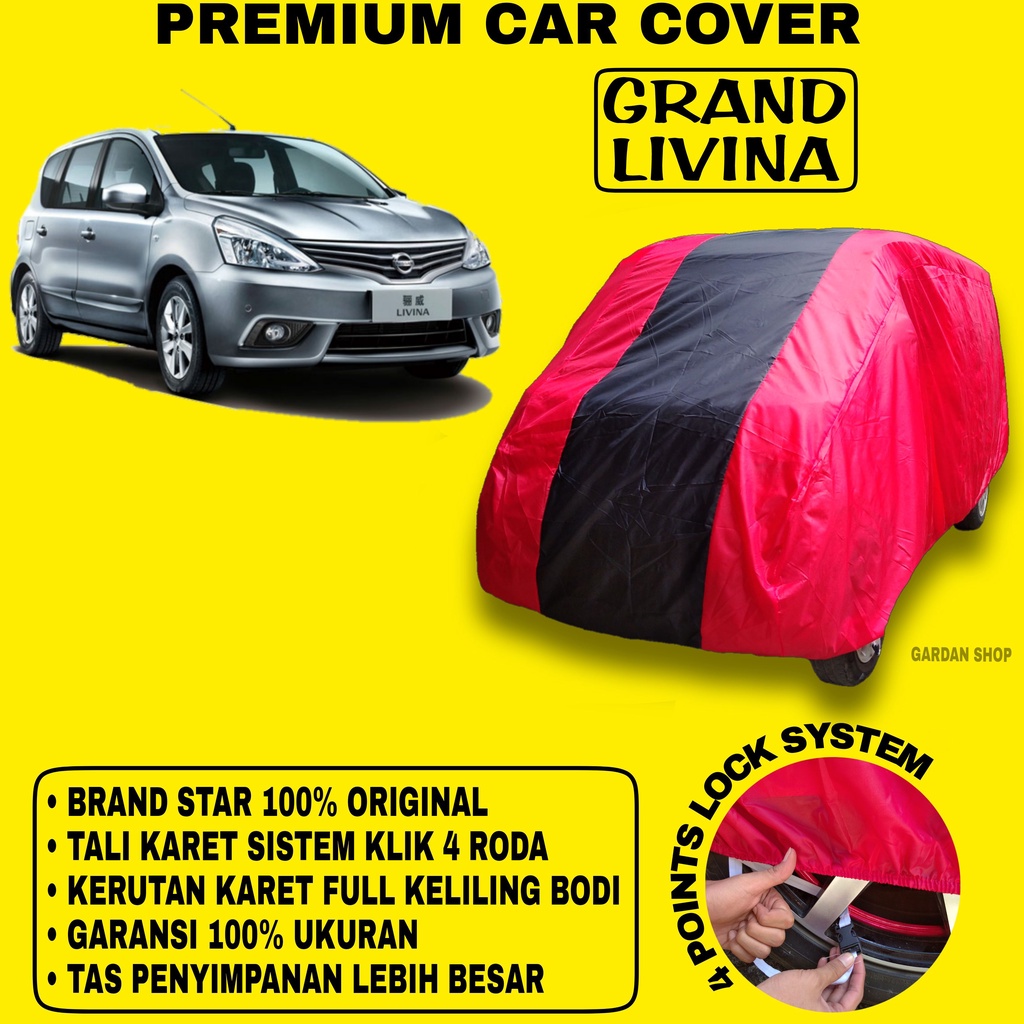 Body Cover GRAND LIVINA MERAH HITAM Penutup Bodi Mobil Grand Livina Waterproof PREMIUM