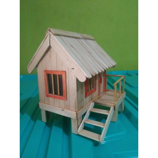 Prakarya miniatur rumah panggung stik es cream