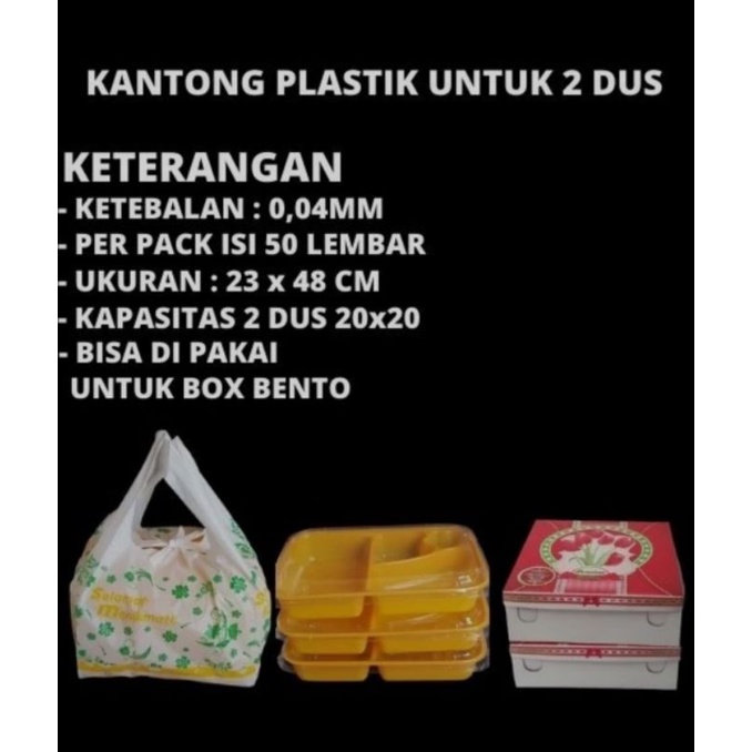 kantong plastik untuk 2 dus nasi makan kotak nasi box