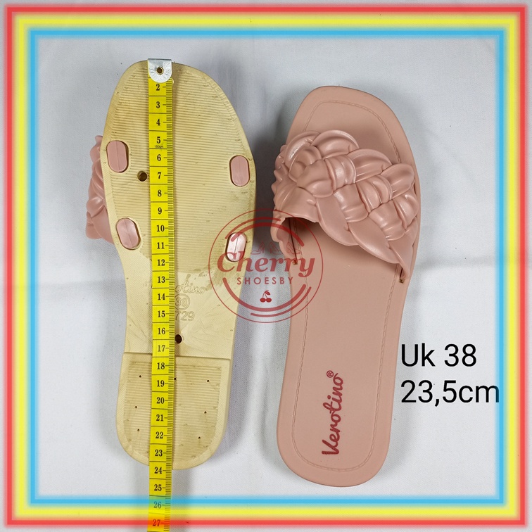 A729-29J Sandal Selop Wanita Verotino Sendal Slop Cewek Karet Motif Kepang Ketupat Glanzton