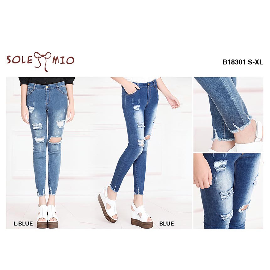 READY... CELANA RIPPED JEANS SOLEMIO B18024