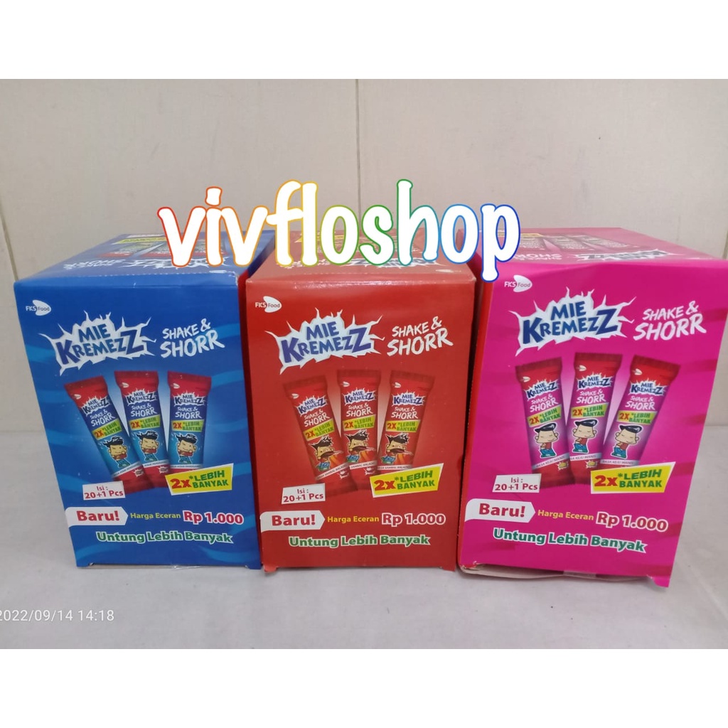 

Mie Kremezz Shake & Shorr (Mie Kremes / Anak Mas) Mix Kemasan Box (20 x 16 gram)