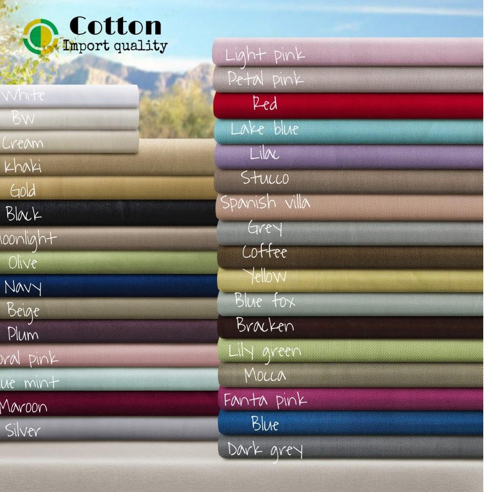 [KODE 6WTOW] Bahan Kain Katun Jepang Polos Meteran / Kain Sprei / Kain Masker