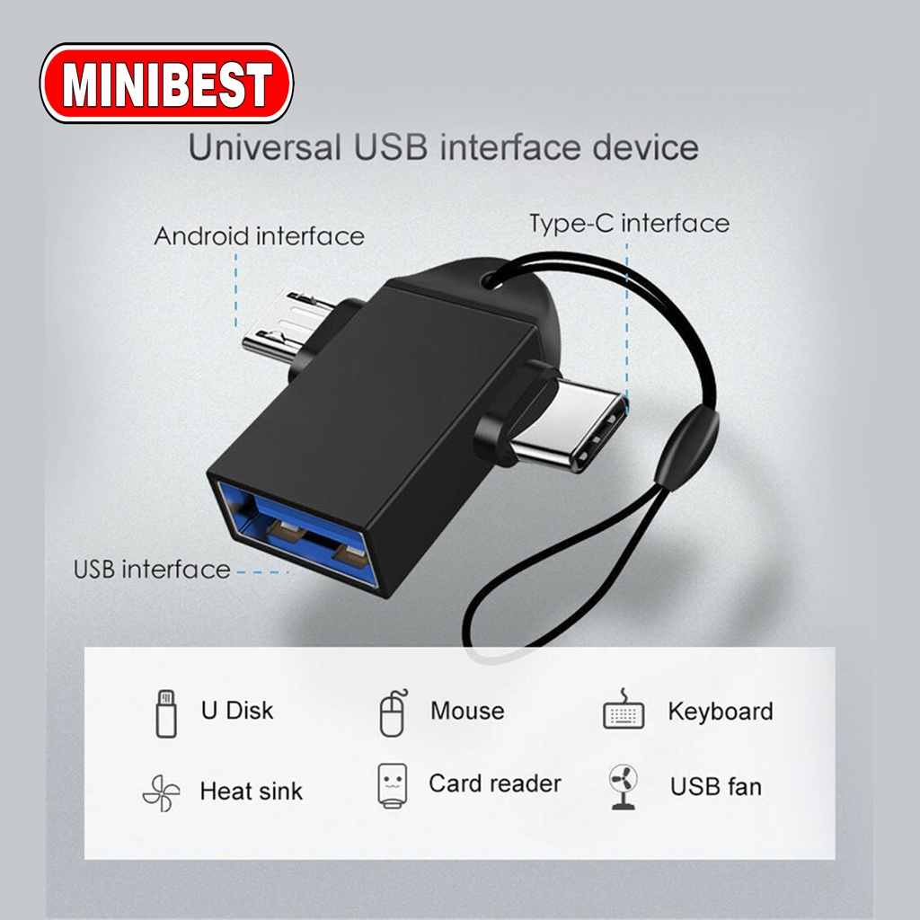 MB OTG Type C Adapter 2 In 1 Micro Usb C 3.0 Flash Disk Dan Mouse Konektor Untuk Android Smartphone