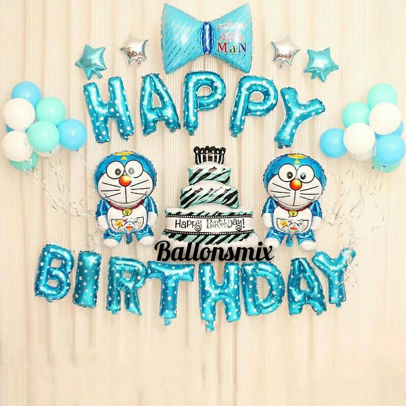 Jual Paket dekorasi set happy birthday doraemon Indonesia|Shopee Indonesia