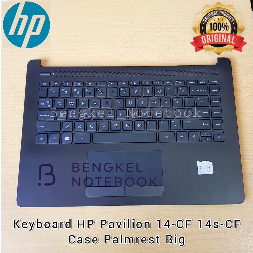 Keyboard HP Pavilion 14-CF 14s-CF 14-CR 14-DF 14-DK 14-DG Case Palmrest Black Big