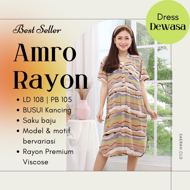 AMRO RAYON Daster / Dress Dewasa Busui Full Kancing (DSR DSRKMN DSRK)