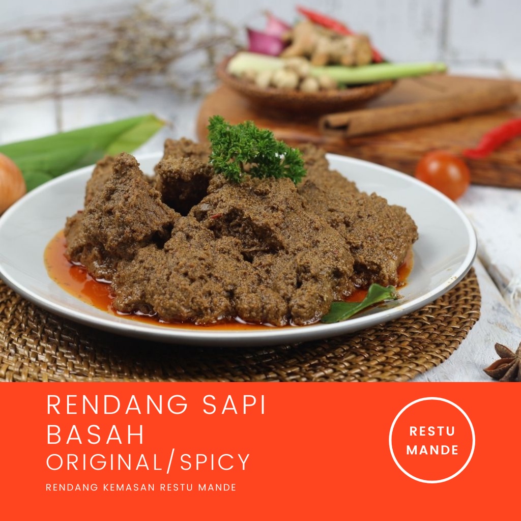 

Restu Mande - Rendang Sapi Basah Spicy/Original Masakan Padang Kemasan Siap Saji Halal