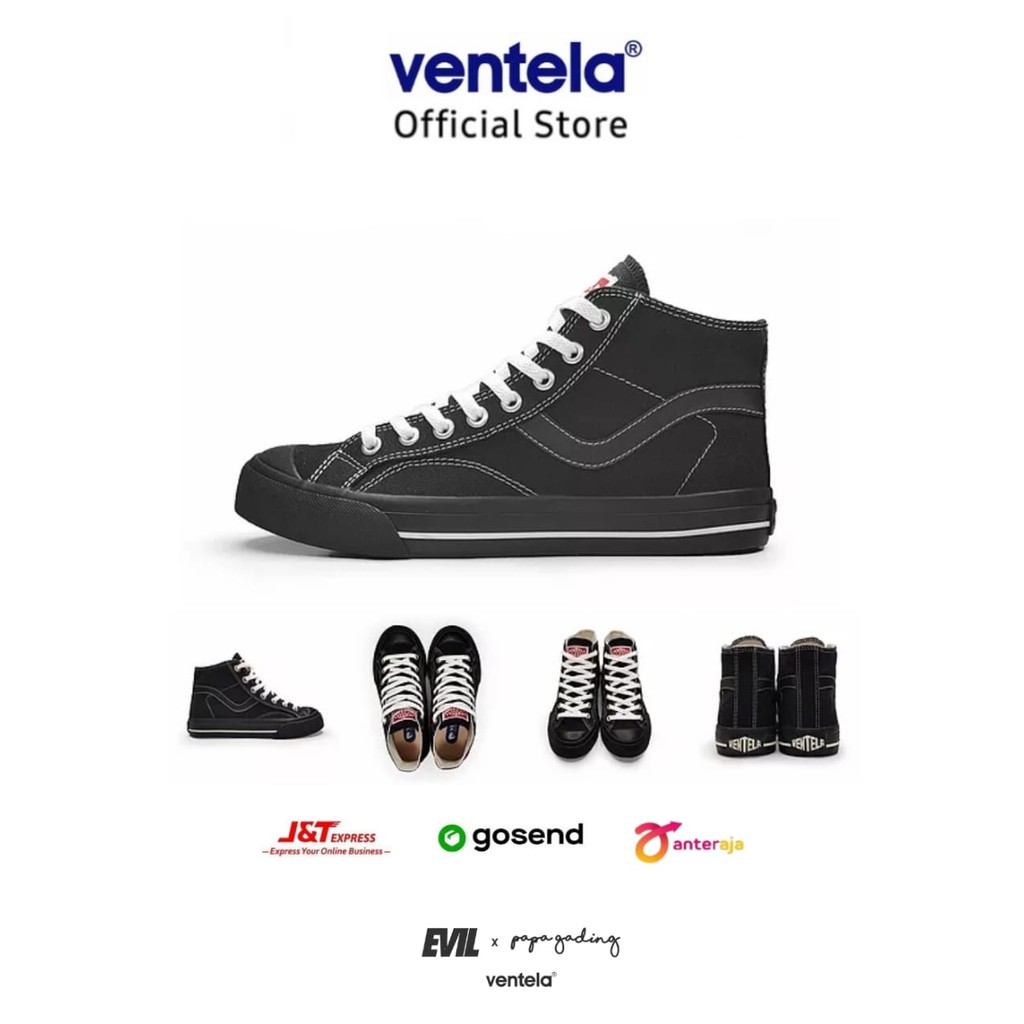 Sepatu Ventela Public High Oreo Sneakers Shoes Original Ventela