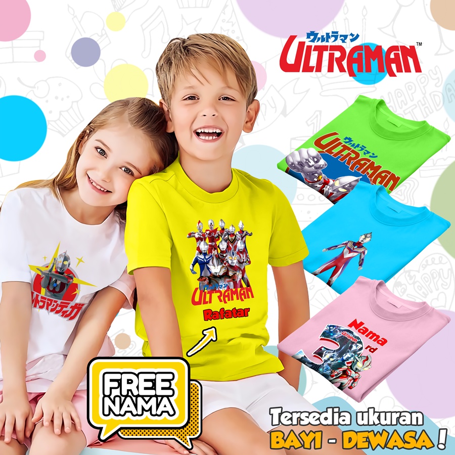 [FREE NAMA!!] Baju Kaos COUPLE  ANAK DAN DEWASA ULTRAMAN BANYAK MOTIF