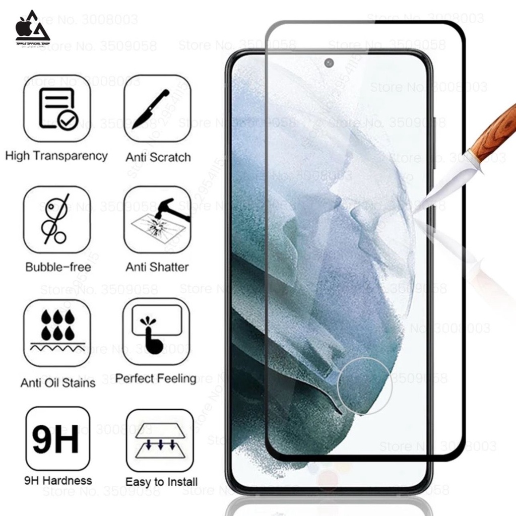 Tempered Glass Samsung Galaxy S23 ULTRA S23+ S23 5G S22 ULTRA S22+ S22 Plus S22 Series Curve Full Cover Glue Screen Guard Protector Anti Gores Kaca Film