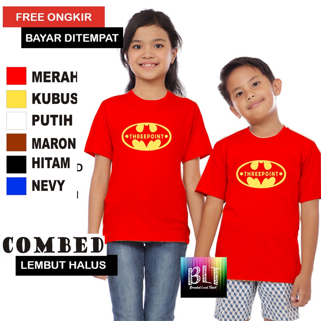 Promo Kaos Three Poin Anak Anak  Lengan Pendek Combed 30S Atasan Anak2 cowok cewek Kaos Murah kaos anak kartun kaos anak anime kaos anak murah kaos anak hits kaos viral