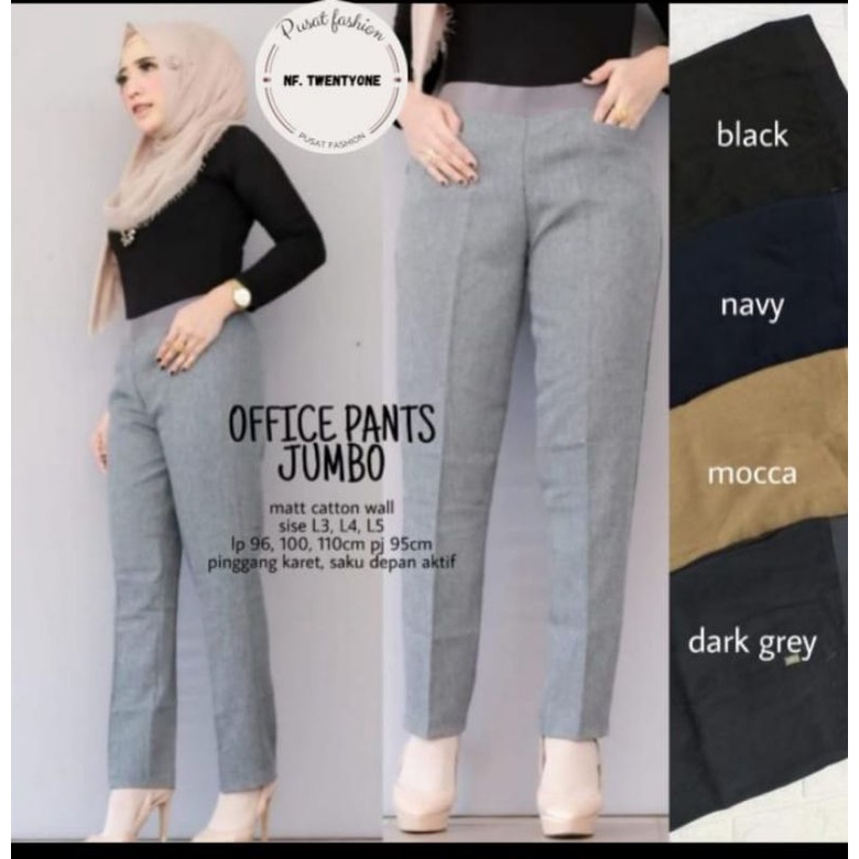 Celana Kantor Wanita Pinggang Karet Kain Wool Import
