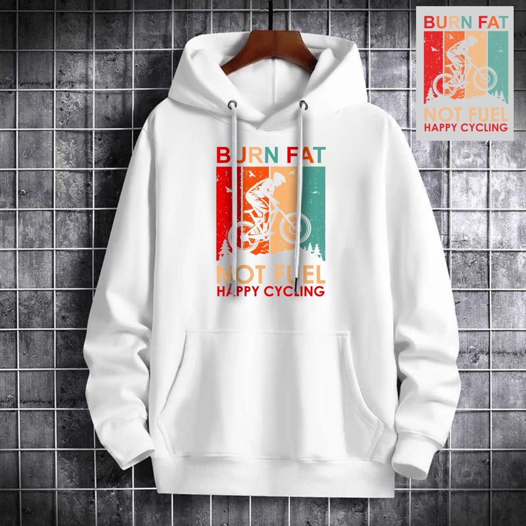 INDOSAN-SWEATER HOODIE BURN FAT-HOODIE DISTRO BAHAN FLEECE MOTIF GAMBAR DTF PRINTING-REAL PICT-BISA COD