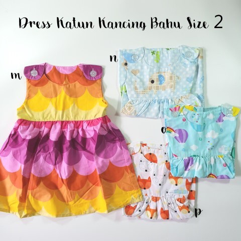 Dress Anak Katun Kancing Bahu Size 2