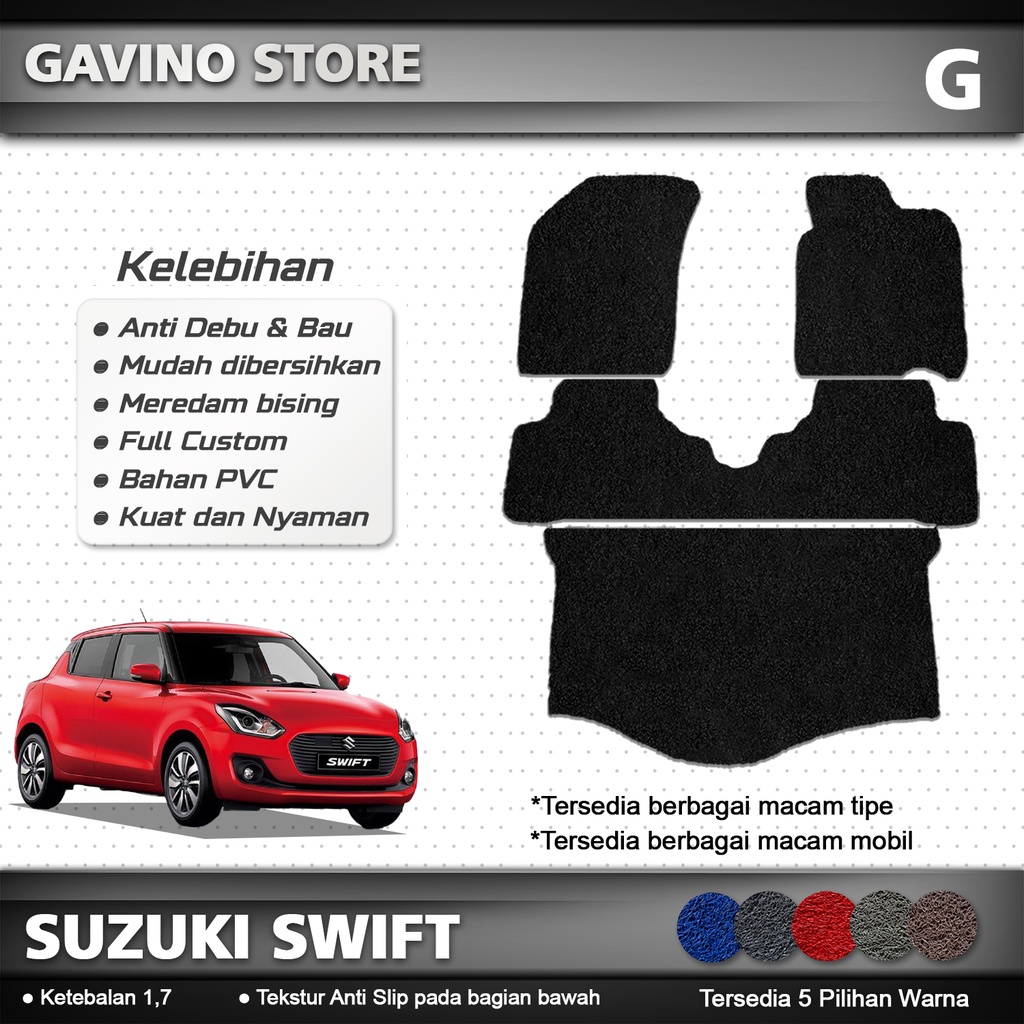 karpet mobil mie bihun suzuki swift full bagasi / karpet mobil suzuki swift full set / karpet cacing