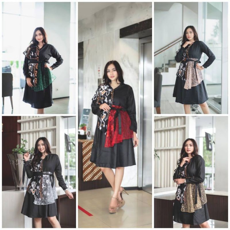 Tunik Dress Tile Cantik Berkelas Papan Atas Tunic dress batik Tile new arrival fashion week wanita