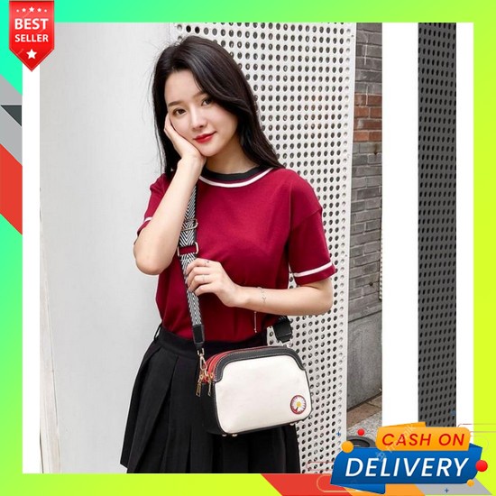 Baru  Ig2*2T Tas Sling Bag Import Mewah Hitam Putih Merah - Tas Slempang Wanita Import - Tas Cewek -