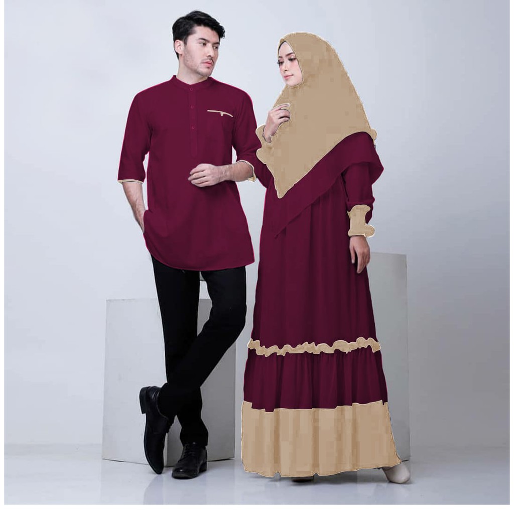 BAJU COUPLE MUSLIM WANITA DAN PERIA BAJU MUSLIM BIANCA JUMBO MURAH KONDANGAN Couple bianca jumbo