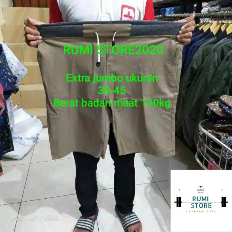 CELANA JUMBO CHINO PANTS PENDEK PINGGANG KARET BIG SIZE / EVO JEANS ORIGINAL PRODUK