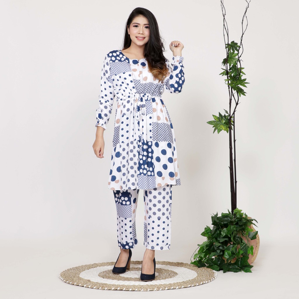 ZAYA - STELAN POLKADOT ONE SET RAYON WANITA/ SETELAN SIZE XL, 3XL, 8XL