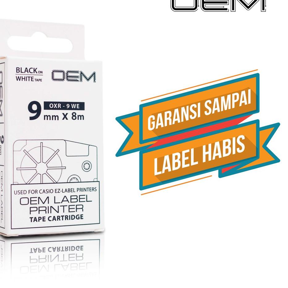 

Miliki - OEM TAPE LABEL 9MM BLACK INK WHITE OXR 9WE FOR USE ON CASIO PRINTER .,