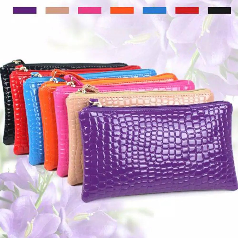 INFY - Dompet Wanita Kulit Kuaya Bintik Mini Kartu Hp Koin Serbaguna Polos Gantungan Fashion WD006