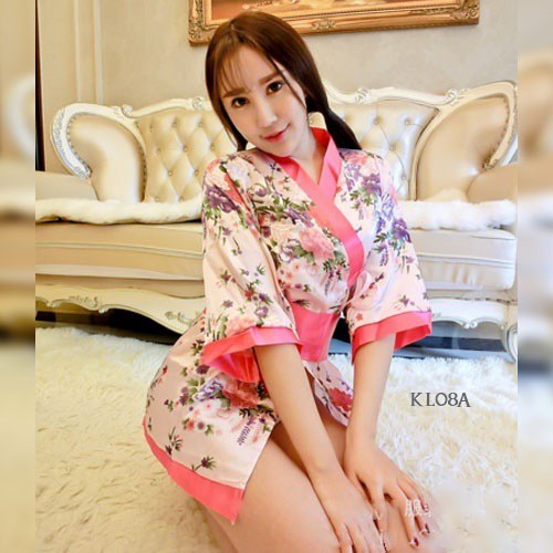 [BISA COD] BAJU KIMONO WANITA KIMONO LINGERIE ATASAN KIMONO MOTIF SAKURA PINK KL08A