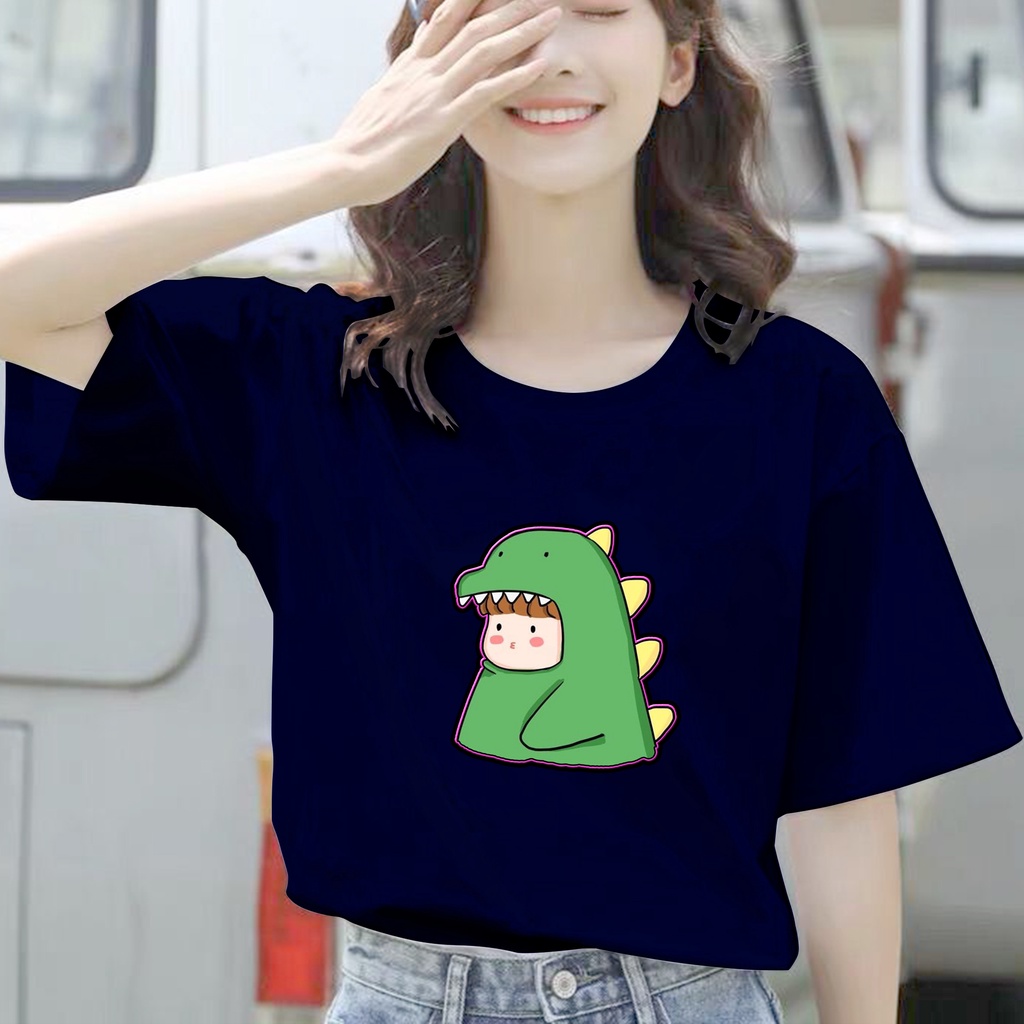 CALVIERO SHOP - BAJU KAOS ATASAN WANITA PRINT DINO GIRL