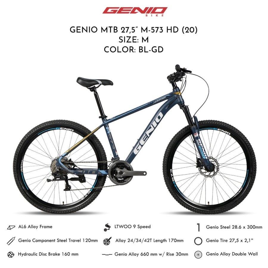 Sepeda Gunung MTB Genio M573 HD 27,5 inch 9 Speed SNI Garansi-3