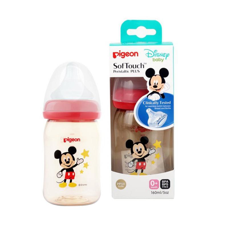 Pigeon Soft Touch Peristaltic PLUS Bottle Mickey 160ml - Botol Susu Bayi