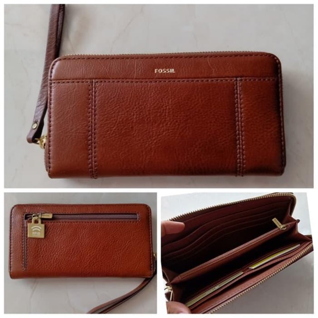 Dompet FOSSIL Jori Zip Clutch Brown New Original