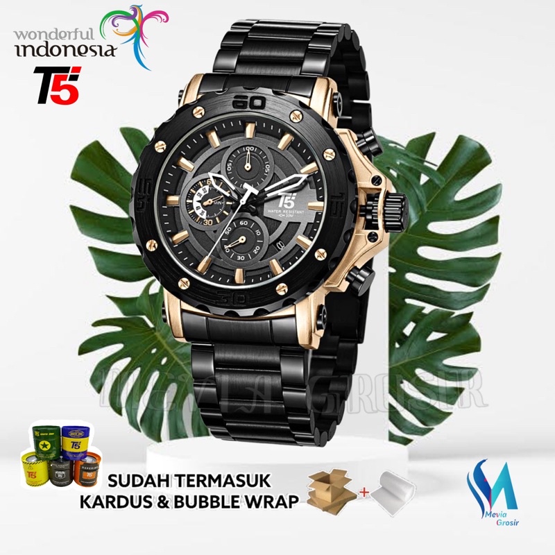 JAM TANGAN PRIA T5 H 3702 H3702G 3702 T5 ORIGINAL 100% CHRONOGRAPH TAHAN AIR BERGARANSI FREE TIN BOX
