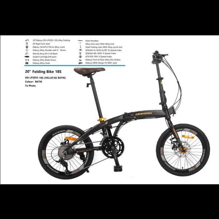 SEPEDA LIPAT FOLDING BIKE ODESSY HELLIO 20" 20 INCH ALLOY 8X 16 SPEED
