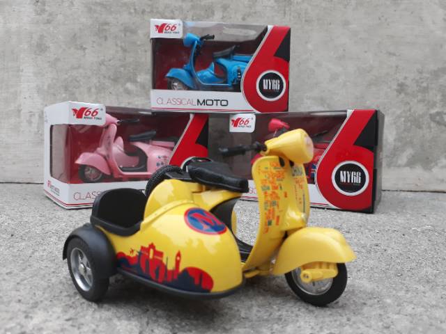 DIECAST MOTOR VESPA SIDE CLASSIC - MINIATUR KLASIK SCOOTER ANTIK 2