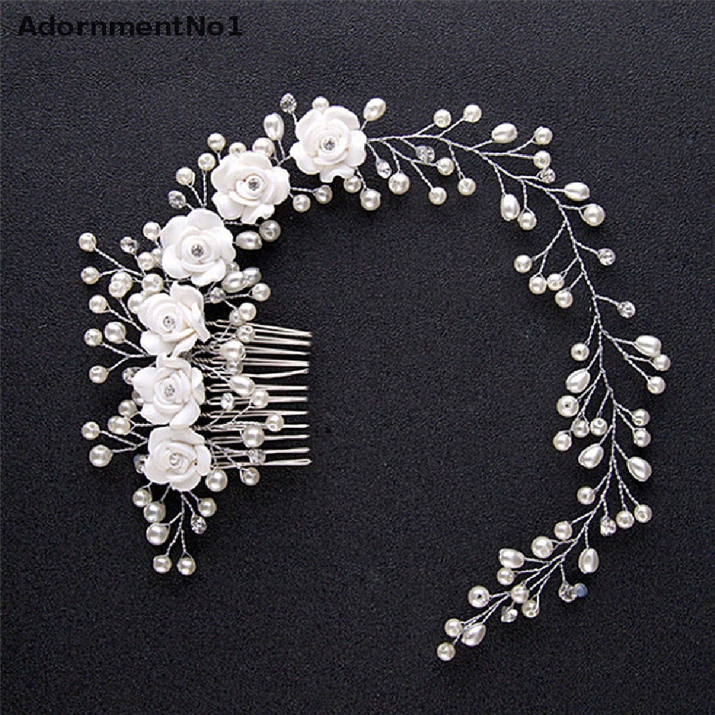 (AdornmentNo1) Sirkam Rambut Hias Mutiara Gaya Mewah Handmade Untuk Pengantin Wanita