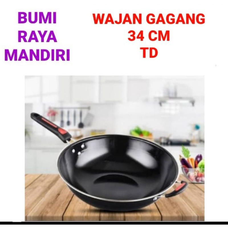 WAJAN/KWALI PENGGORENGAN ENAMEL 34 CM/ADA GAGANG
