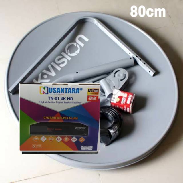 Antena Parabola 80cm K vision Receiver Nusantara  Hd free channel