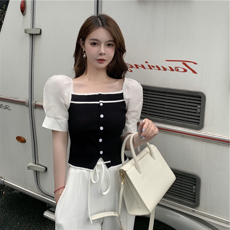 [LuvHanger] Knit Korean / Knit Top Lengan Pendek Manodora Balon Rajut Import Cewek Kekinian Baju Ala
