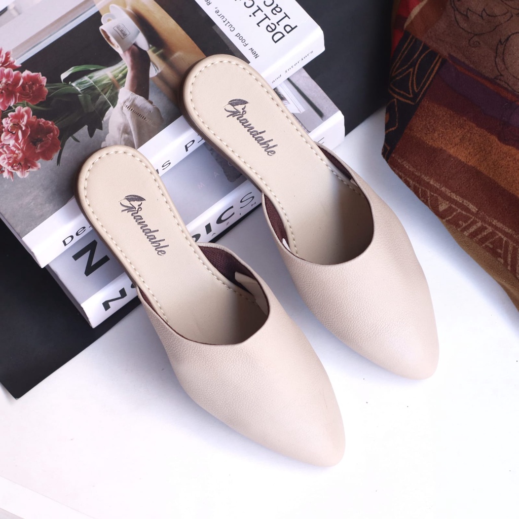 BLUES  Sepatu Flat Wanita Sepatu Slip On Wanita FlatShoes Slop Kulit Asli Sepatu Kerja Cewe Semi Formal Kekinian Original