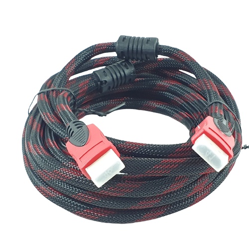 Kabel HDMI 5M Cable HDMI to HDMI Jaring Merah Hitam HDTV 5 Meter