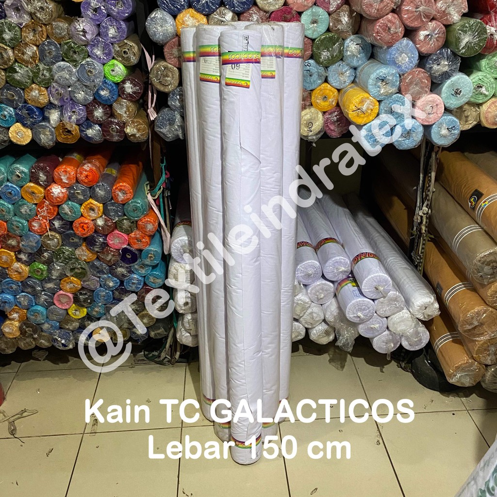 ( per 1 roll ) KAIN KATUN JEPANG PUTIH TEBAL TC GALACTICOS LB 150 cm bahan baju kemeja SERAGAM SEKOLAH HALUS BACKGROUND JILBAB KAFAN